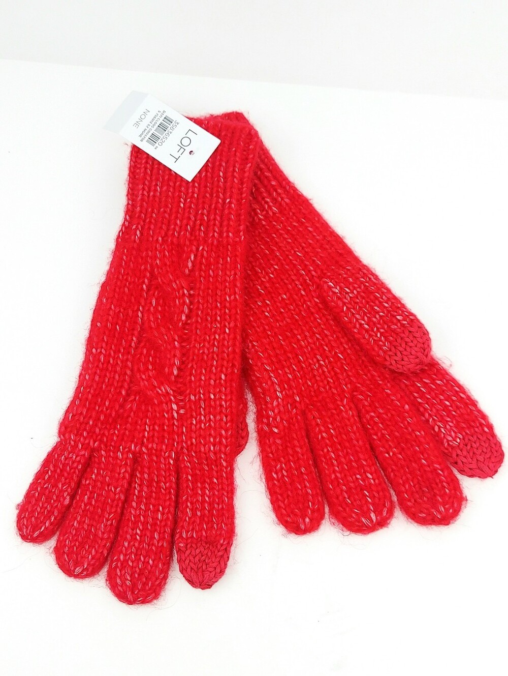 LOFT Wool Blend Red Cable Knit Women's Tech Gloves